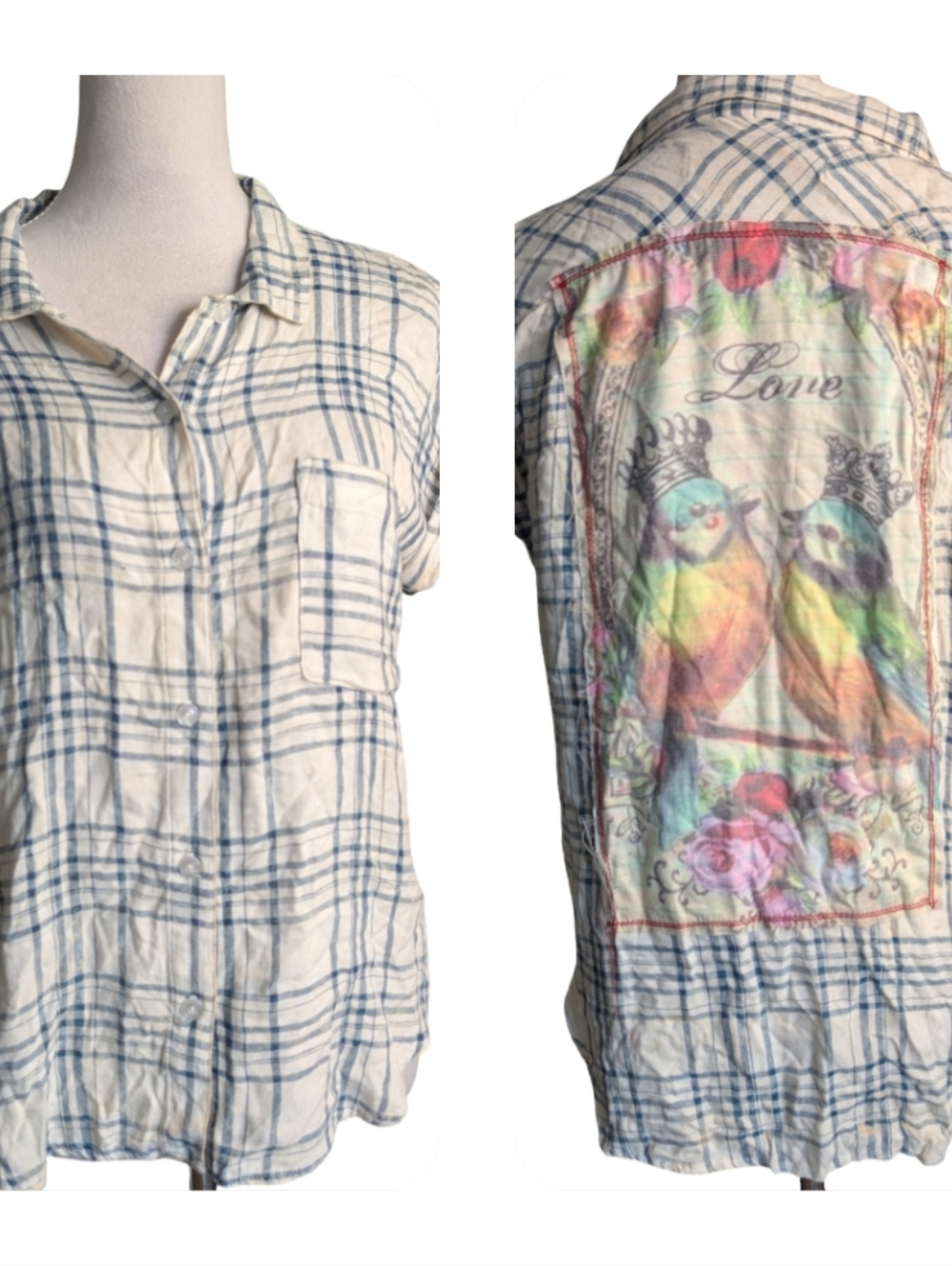 The Nu Vintage Distressed button-down blouse in size Large, NWT